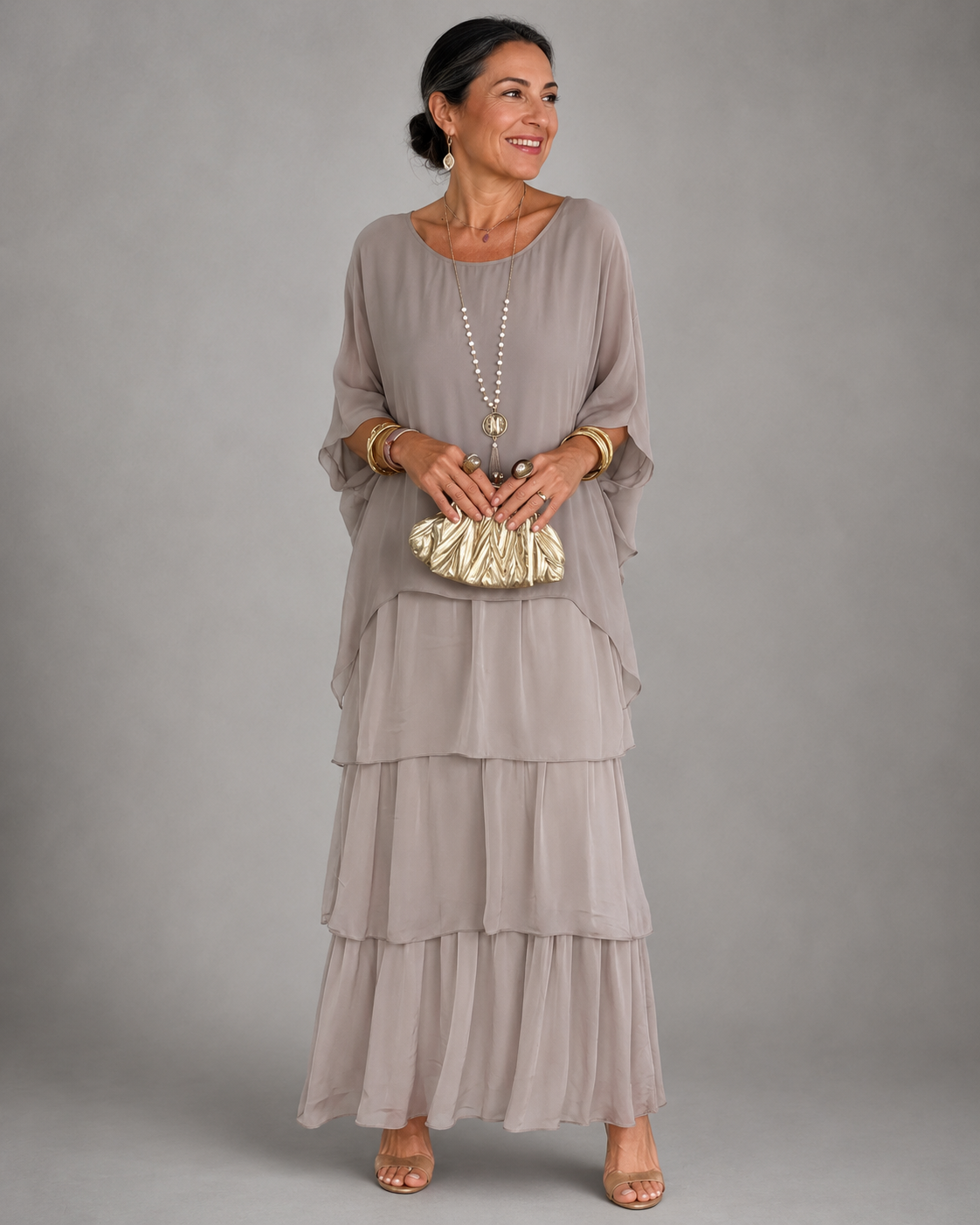 Damen Elegantes Fließendes Maxikleid