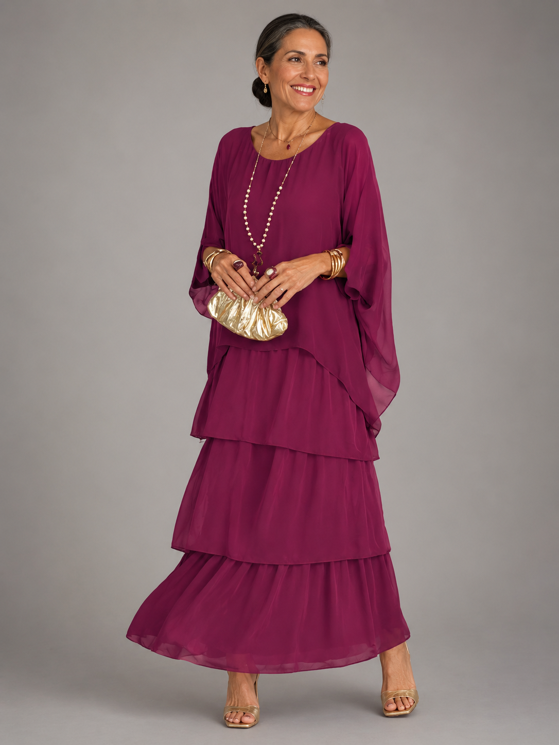 Damen Elegantes Fließendes Maxikleid