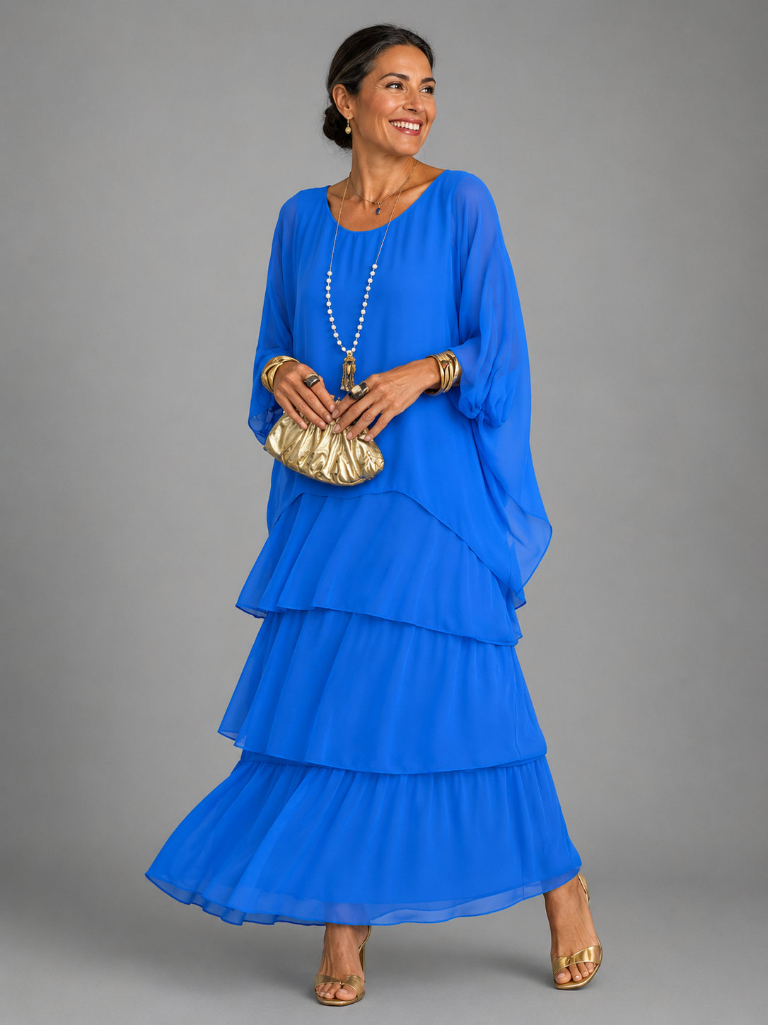 Damen Elegantes Fließendes Maxikleid