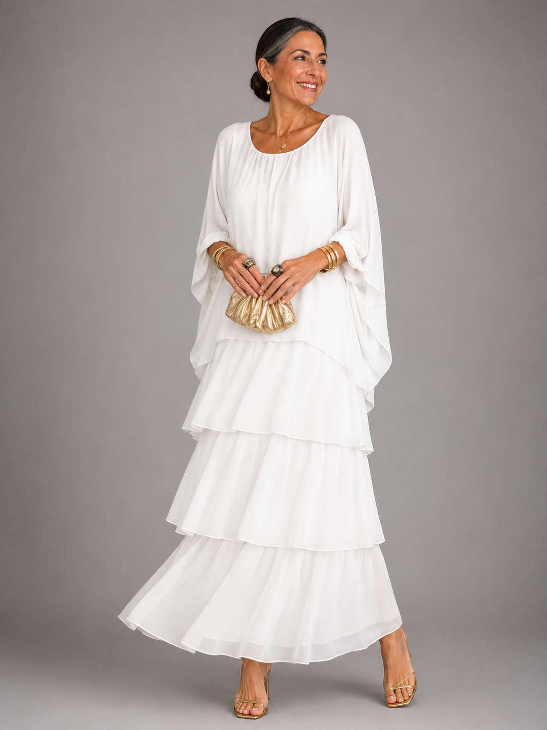 Damen Elegantes Fließendes Maxikleid