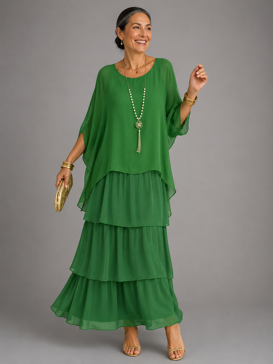 Damen Elegantes Fließendes Maxikleid