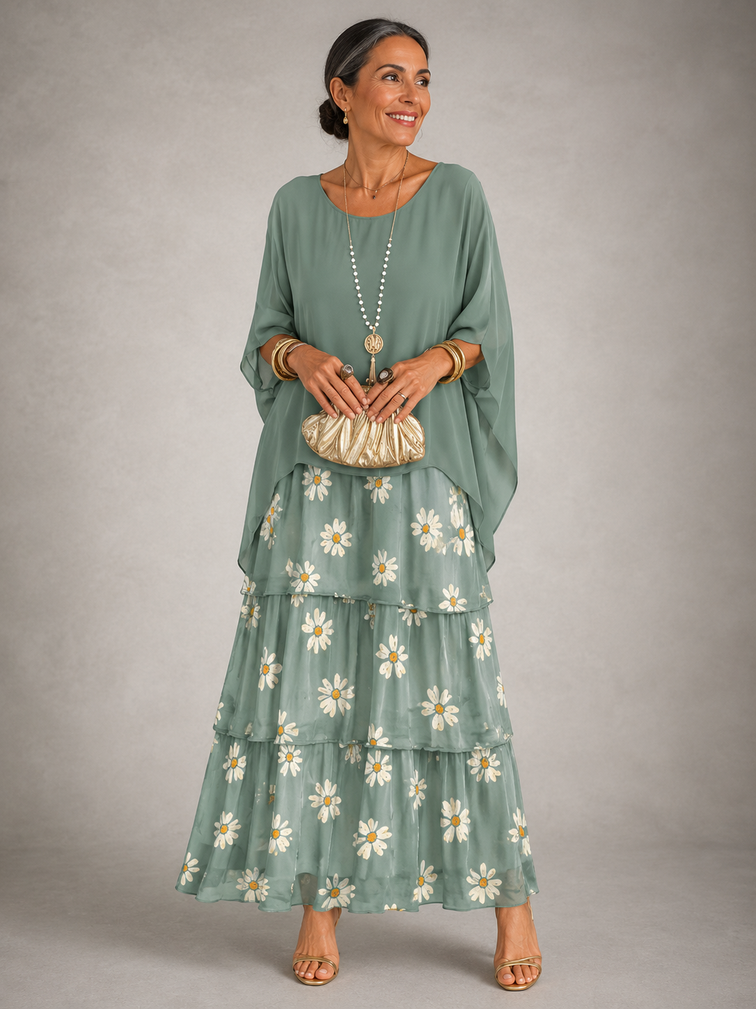 Damen Elegantes Fließendes Maxikleid