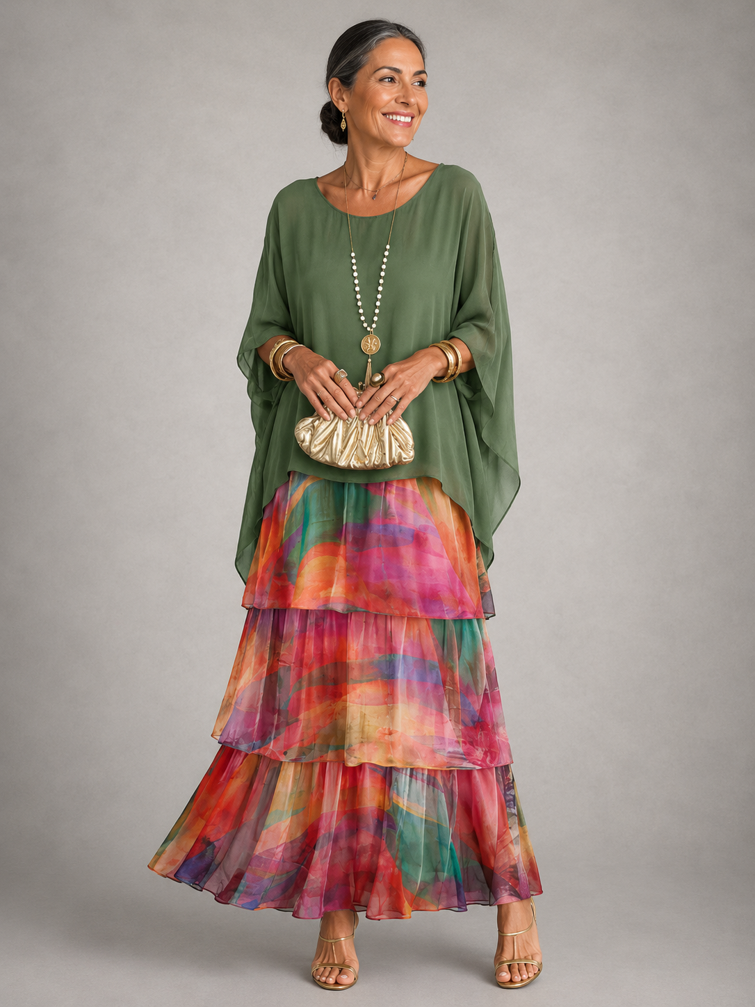 Damen Elegantes Fließendes Maxikleid