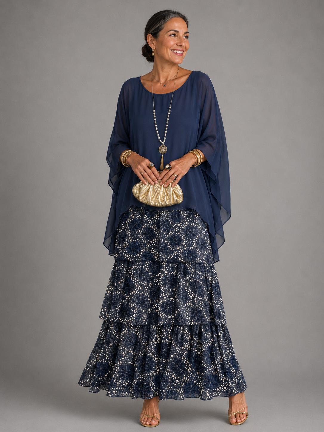 Damen Elegantes Fließendes Maxikleid