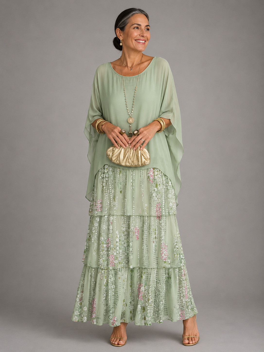 Damen Elegantes Fließendes Maxikleid