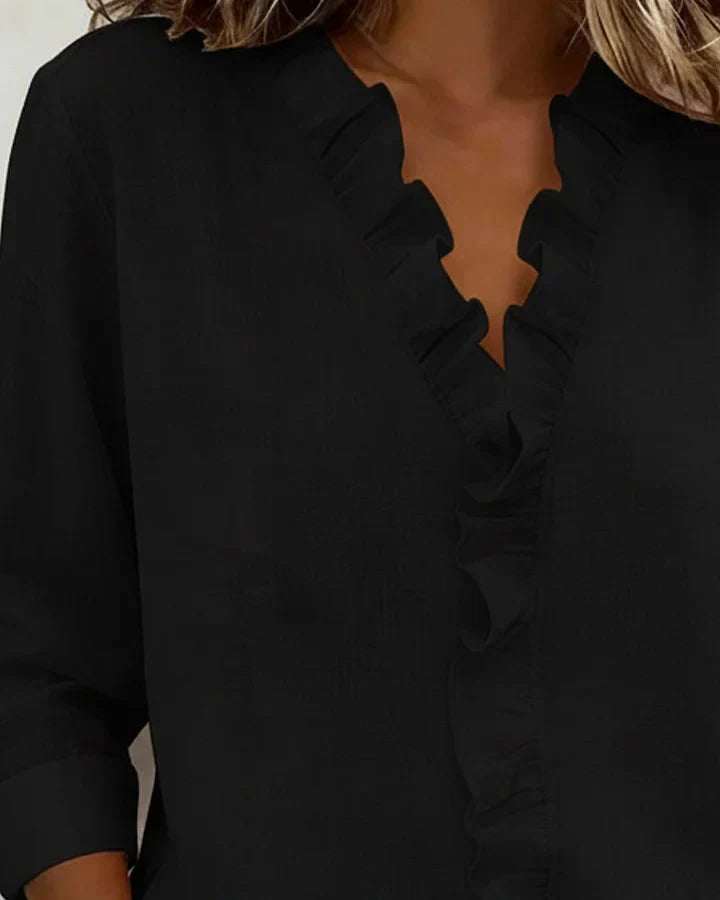 Damen Edle V-Ausschnitt Bluse