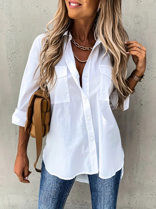 Damenbluse mit Knopfleiste und müheloser Eleganz