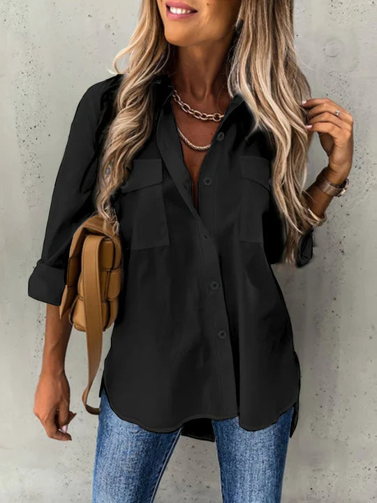 Damenbluse mit Knopfleiste und müheloser Eleganz