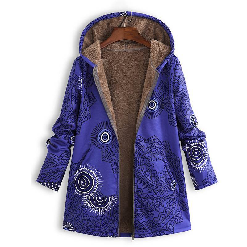Bedruckte Jacke im Vintage-Stil mit Fronttaschen