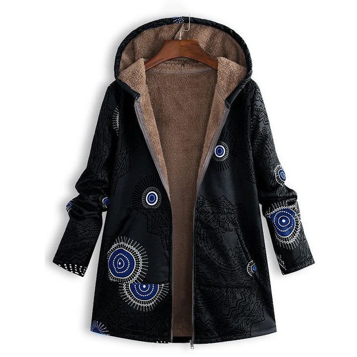 Damen-Übergangsjacke mit Kapuze und Fronttaschen