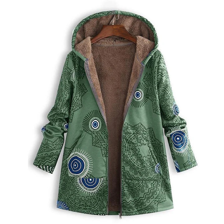 Damen-Übergangsjacke mit Kapuze und Fronttaschen