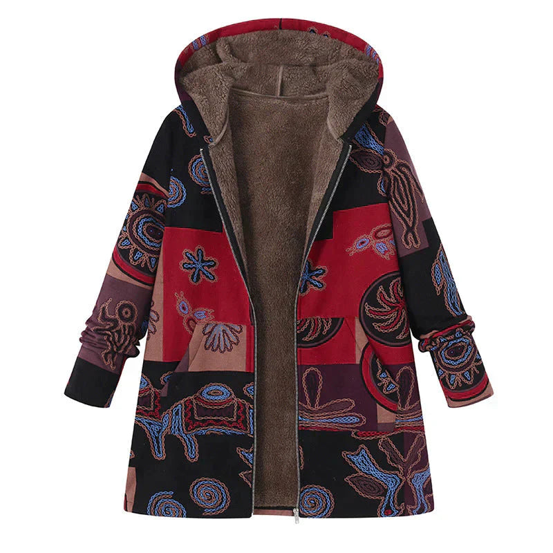 Lange Damen Frühlingsjacke mit Kapuze und Fronttaschen