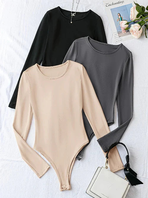 3er-Pack lässige Langarm-Bodys für Damen