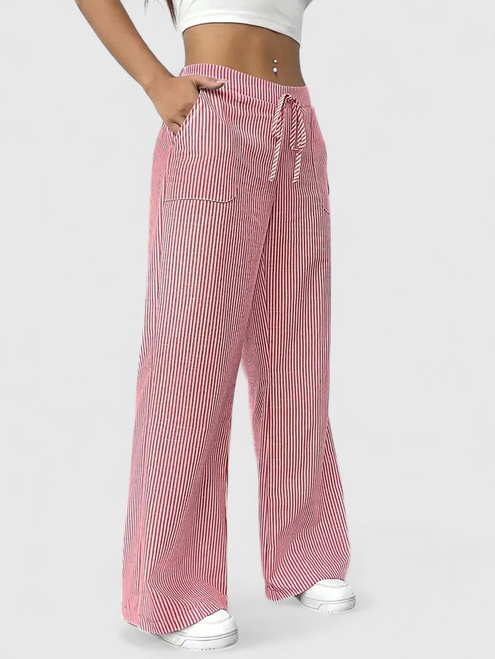 Damen Elegante Weite Hose mit Kordelzug