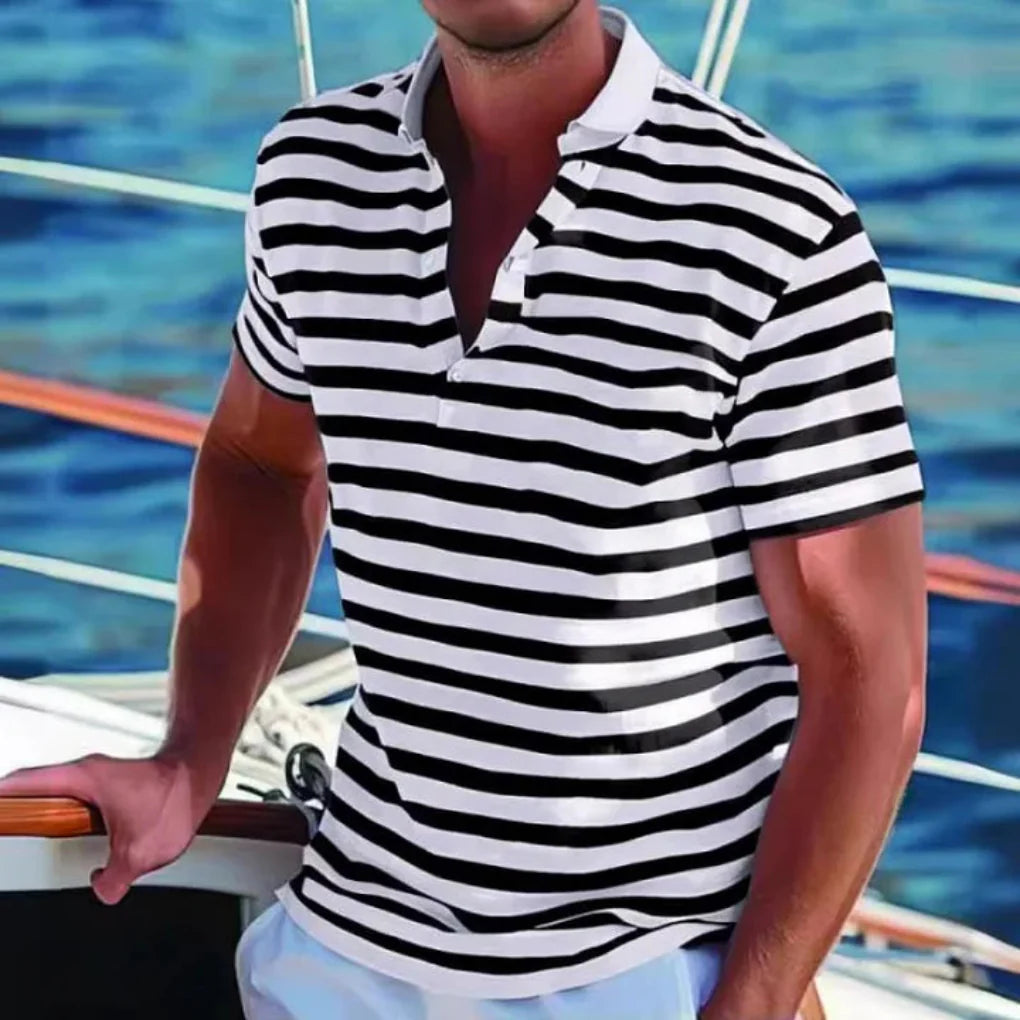 Retro-Streifen-Poloshirt für Herren