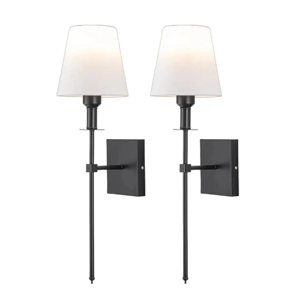 Elegant Rechargeable Wireless Wall Lamp 2 Pack with Remote, Metal and Cloth Finish, Suitable for Indoor and Outdoor Use