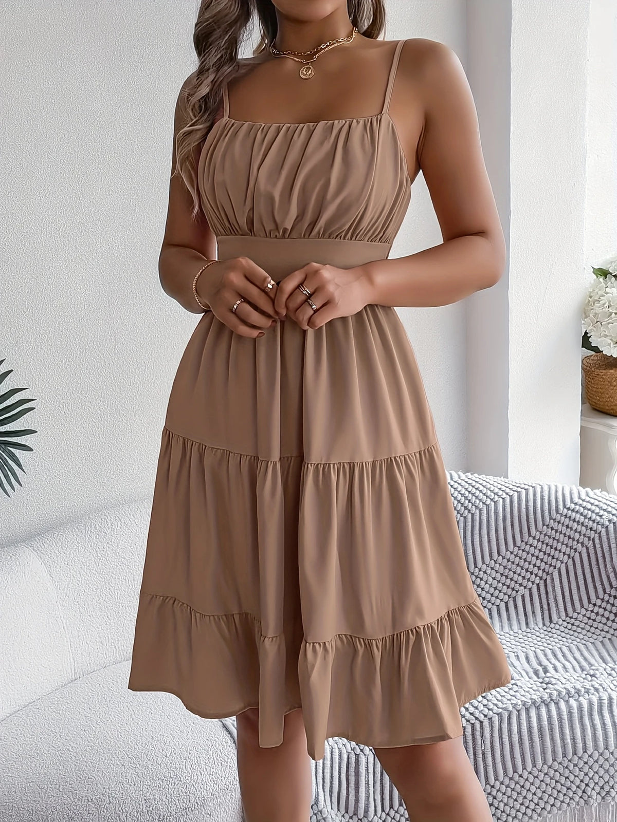 Lässig Elegante Kleid mit Spitzenrand und Trägern für Damen