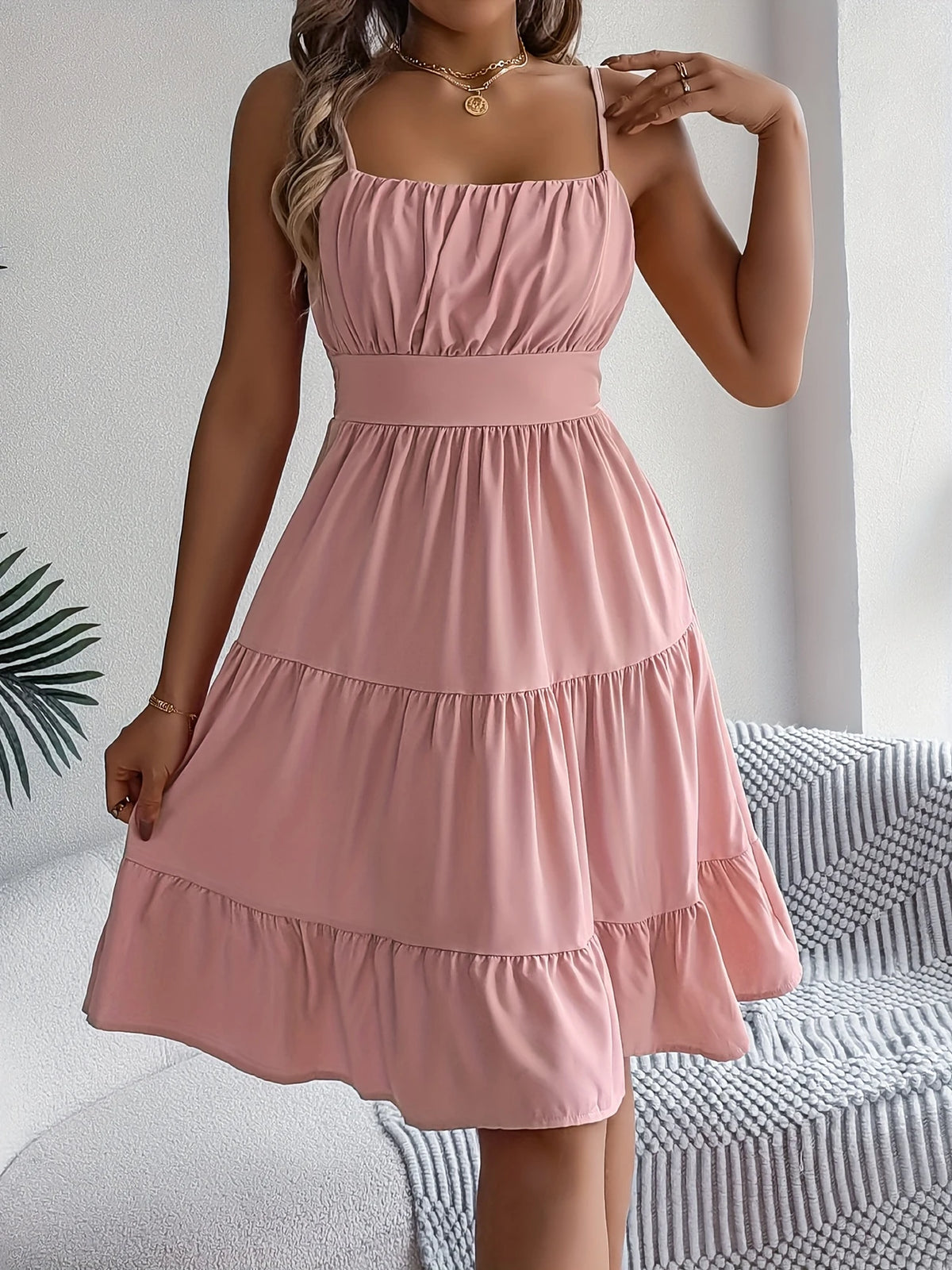 Lässig Elegante Kleid mit Spitzenrand und Trägern für Damen