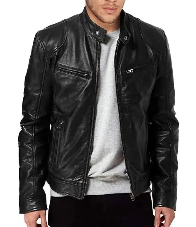 Robuste Motorrad-Bikerjacke aus Leder für Herren