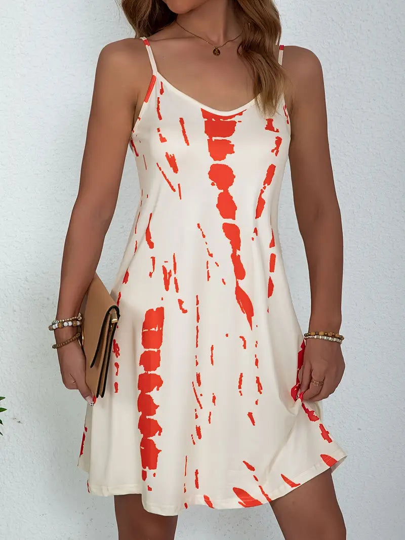Vintage All-Over Print Sommerkleid - Ärmelloses Cami Kleid für Frauen