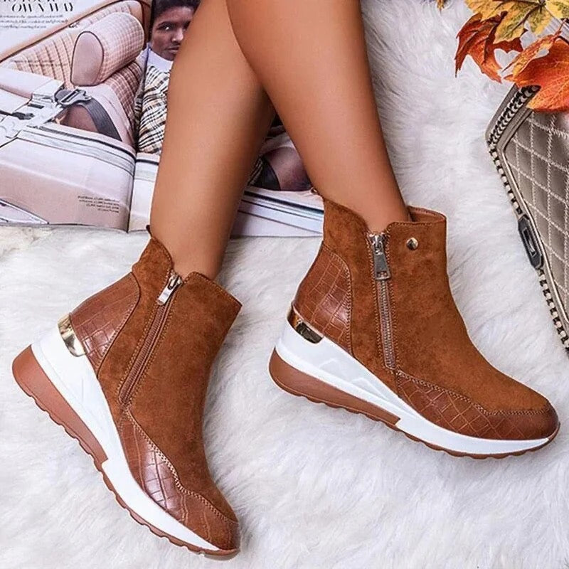 Orthopädische halbhohe Leder-Stiefeletten für Damen