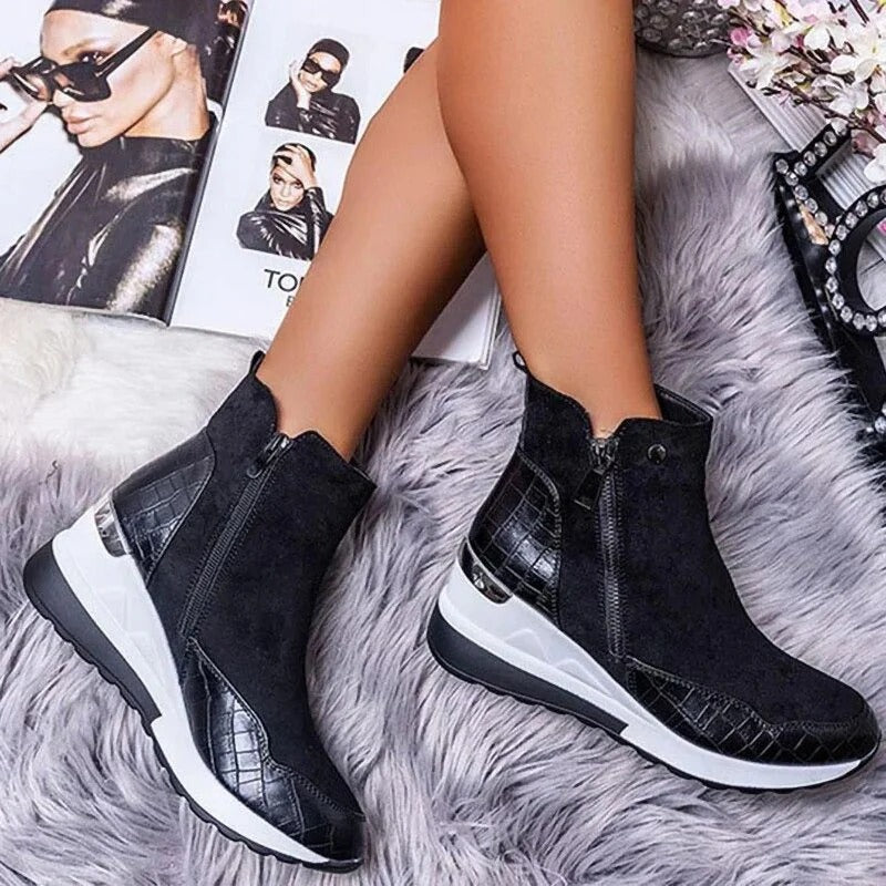Orthopädische halbhohe Leder-Stiefeletten für Damen