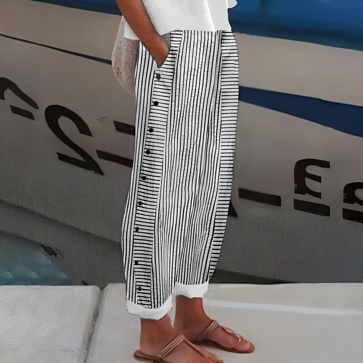 Damen Luftige Leichte Leinenhose