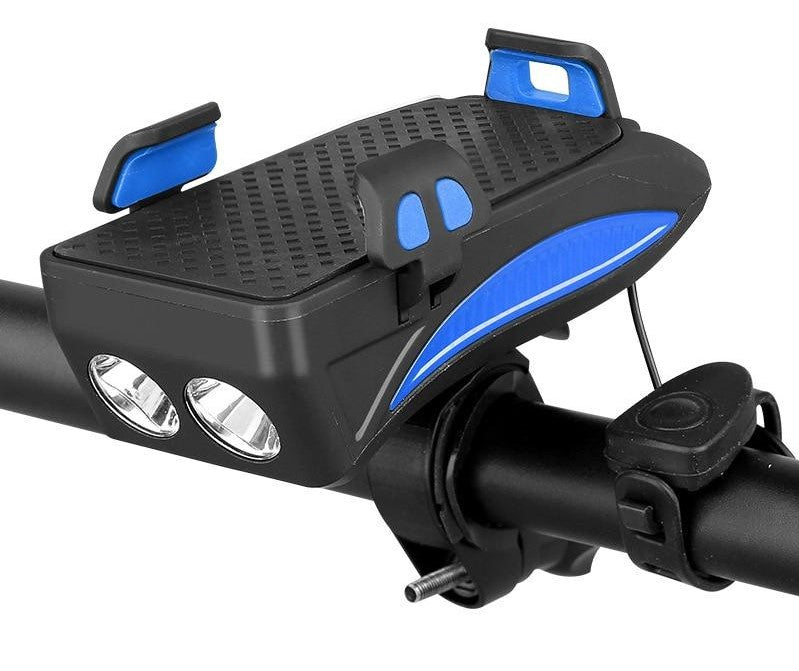 4-in-1 Fahrradhalterung mit Powerbank, LED-Licht und Hupe