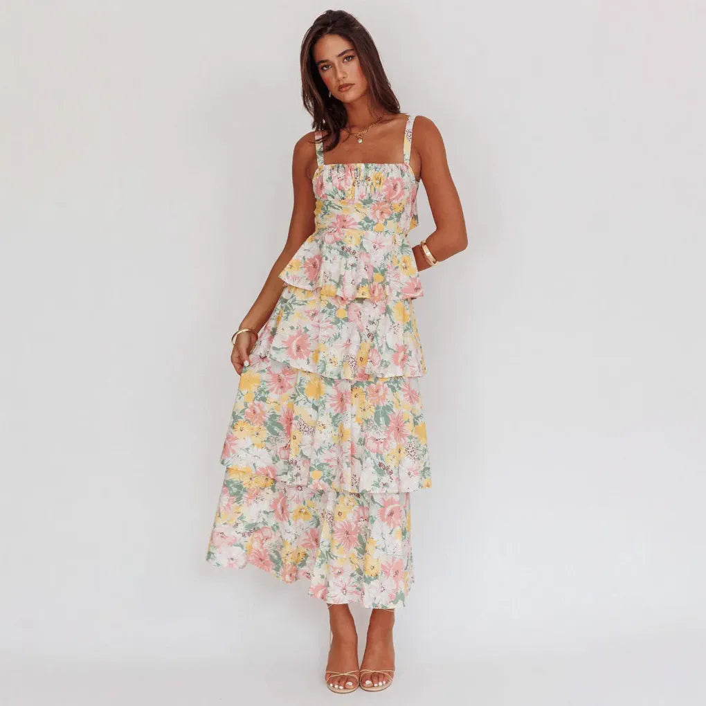 Boho Blumen Maxikleid