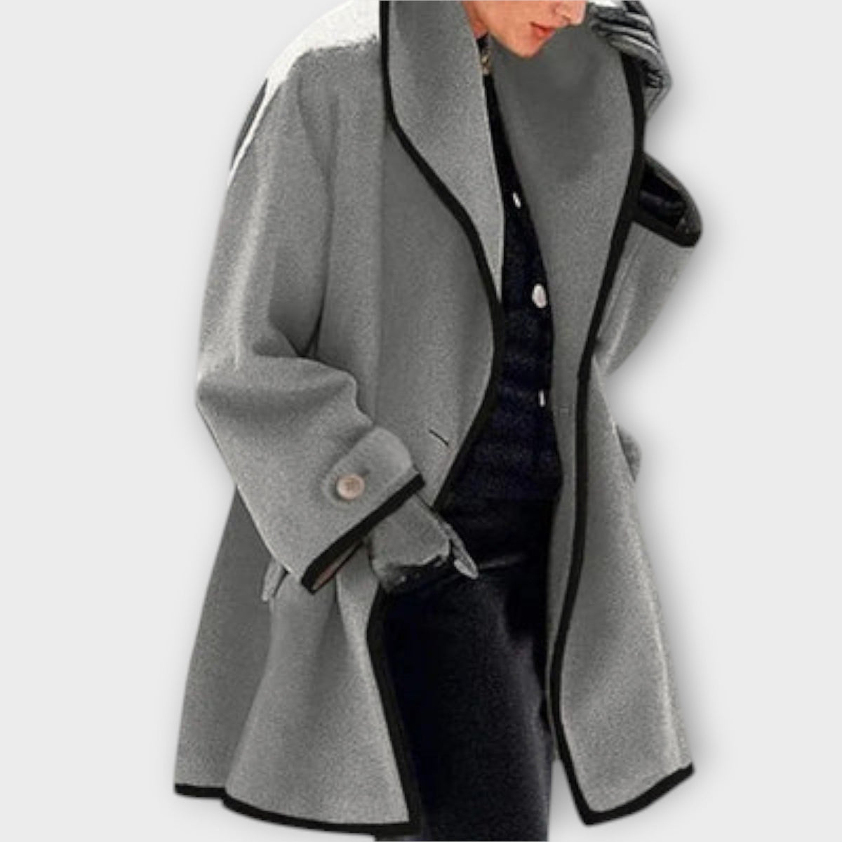 Damen Eleganter Trenchcoat mit Kontrastbesatz
