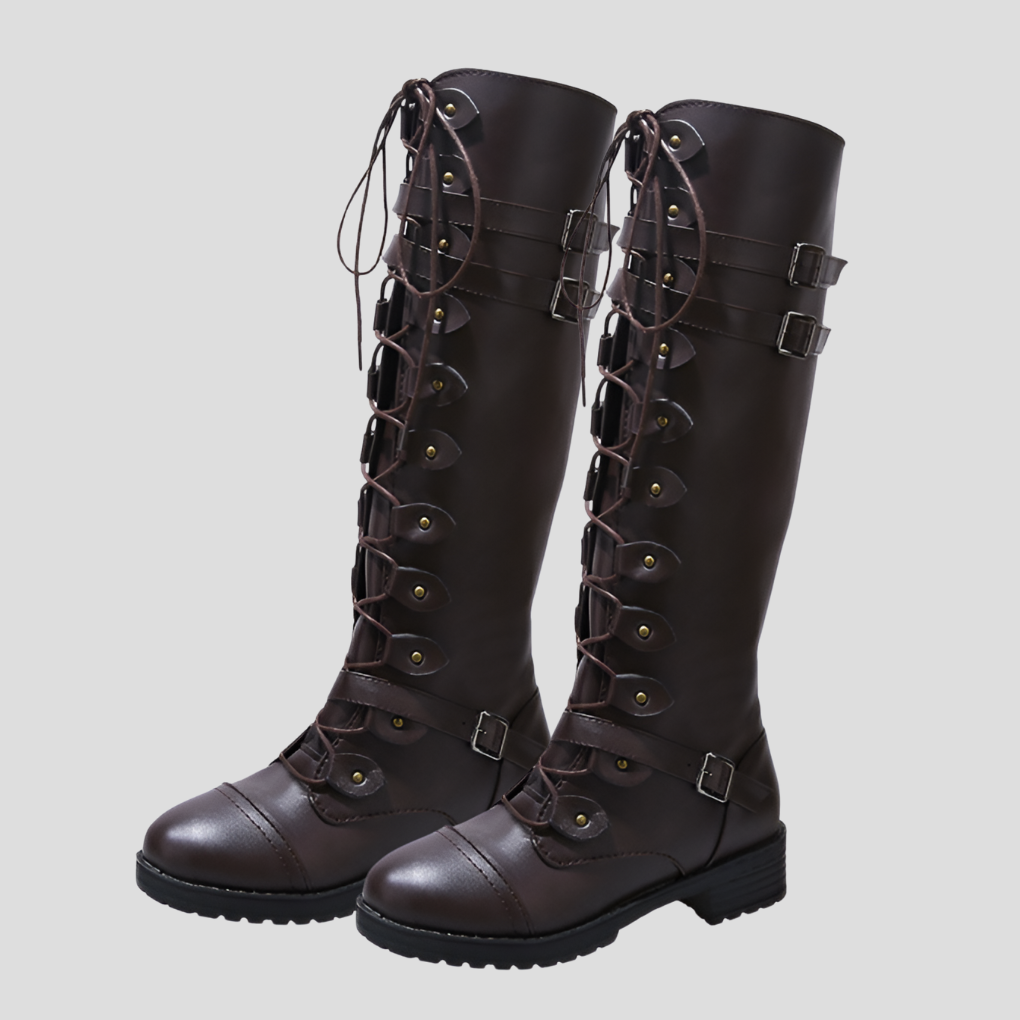 Retro-Schnürstiefel mit Schnalle für Damen