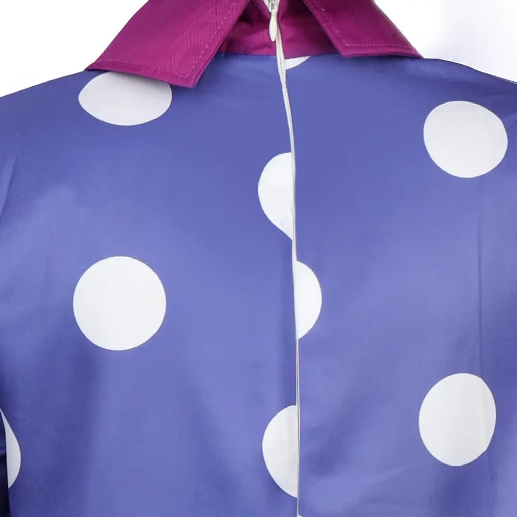 Halloween Cosplay Costume Character Dress with Polka Dot Pattern rounded Collar
