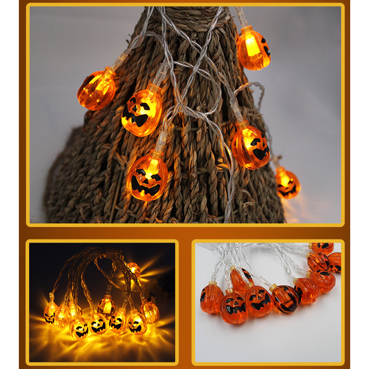 Halloween Outdoor String Lights LED Battery Operated with Pumpkin Ghost Bat Skull Eyeball Covers 10 Bulbs