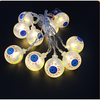 Halloween Outdoor String Lights LED Battery Operated with Pumpkin Ghost Bat Skull Eyeball Covers 10 Bulbs