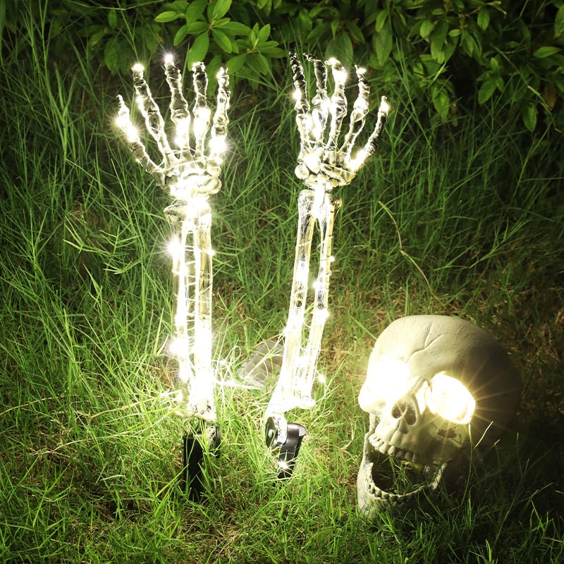 Halloween Yard Decorations Skeleton Sign with Stakes LED Light Up Outdoor Prop