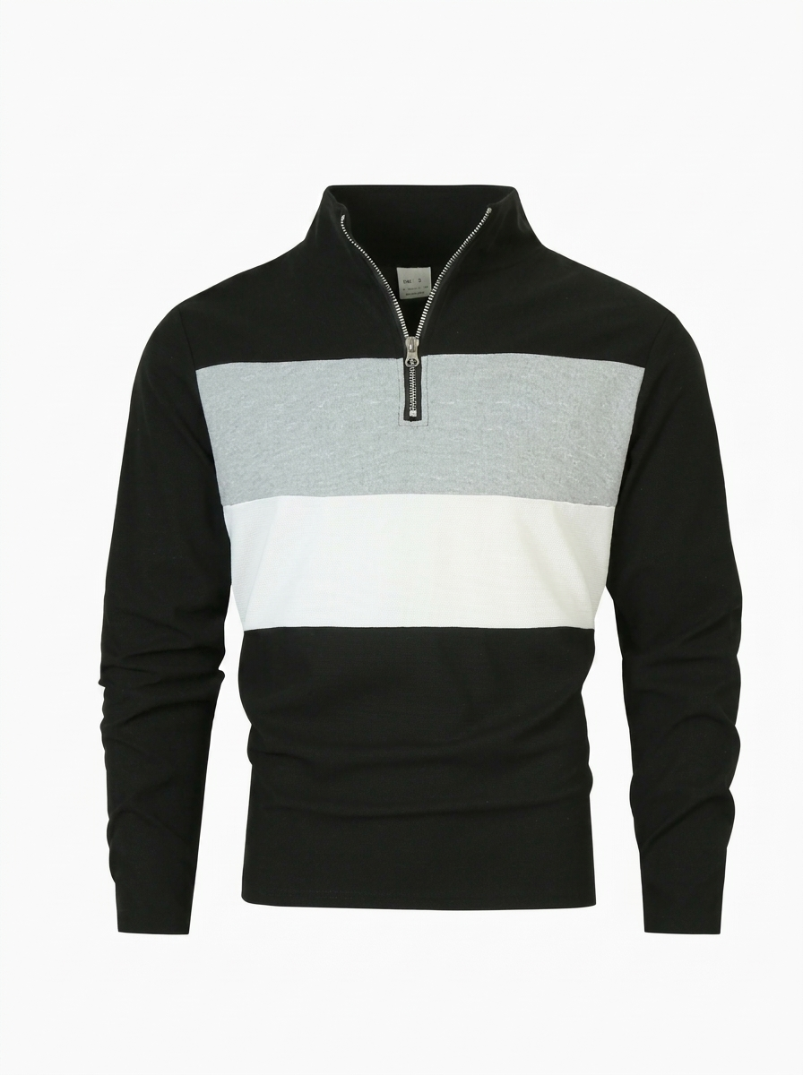 Herren Eleganter Quarter-Zip Pullover mit Colorblock