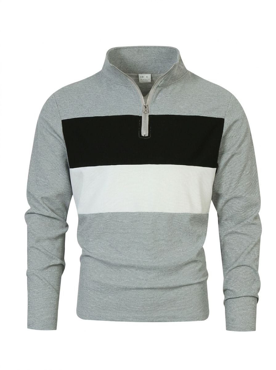 Herren Eleganter Quarter-Zip Pullover mit Colorblock