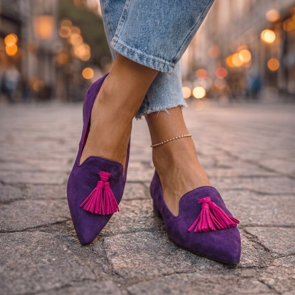 Damen Spitze Ballerinas aus Wildleder