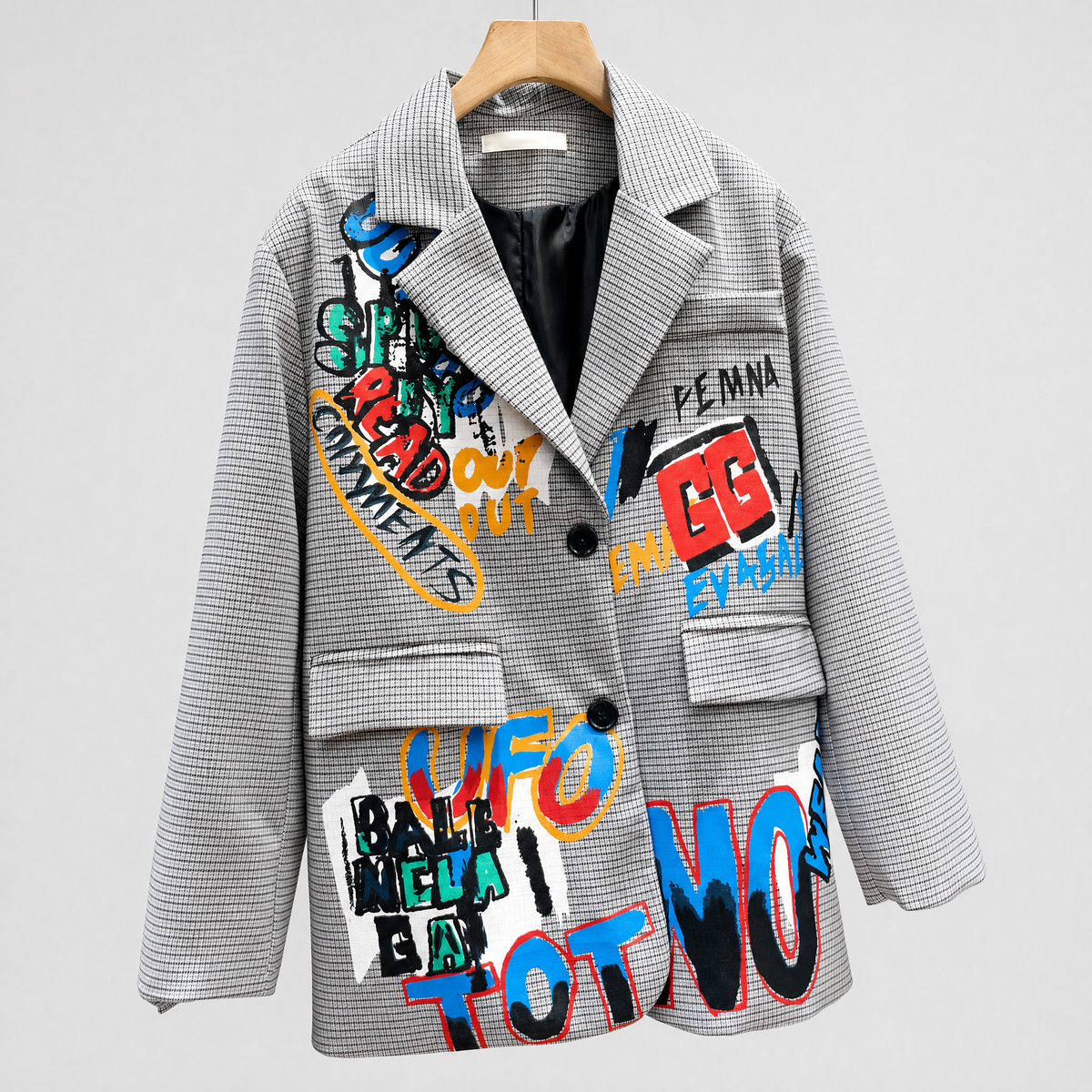 Oversize Damen Blazer mit dezentem Karomuster