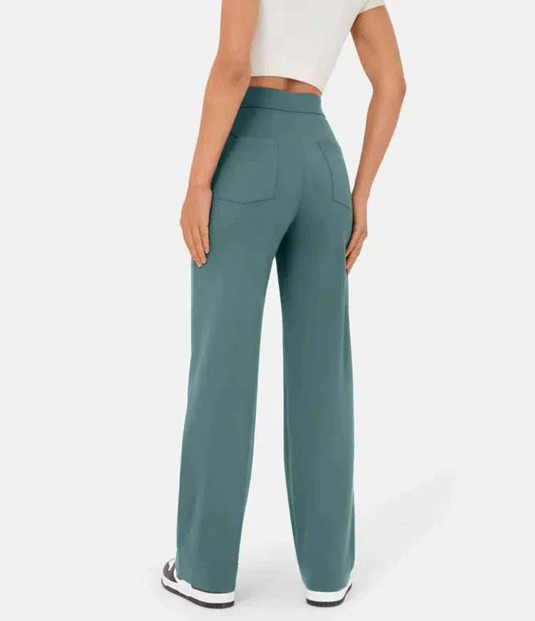 Elastische Damenhose mit hoher Taille und geradem Bein