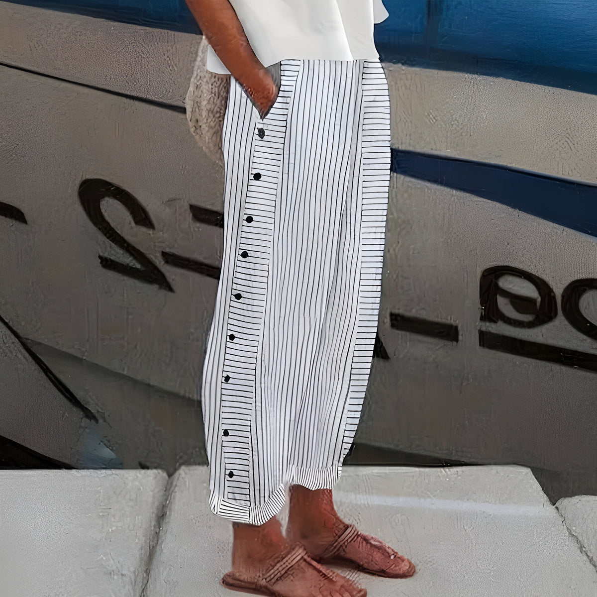 Damen Luftige Leichte Leinenhose