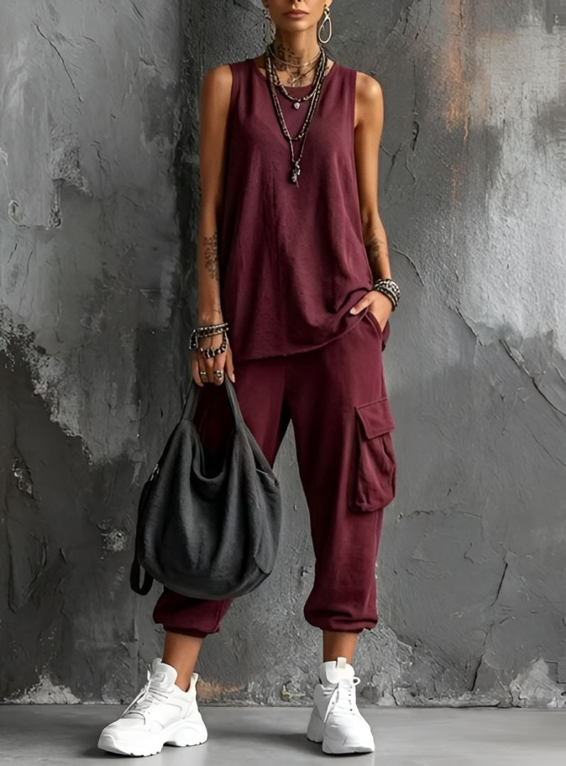 Damen Elegantes Weiches Freizeit-Set mit Taschen