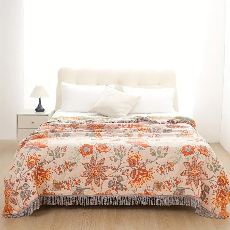 Bohol Rustic – Geblümte Boho-Decke für gemütlichen Komfort und stilvolles Wohnen