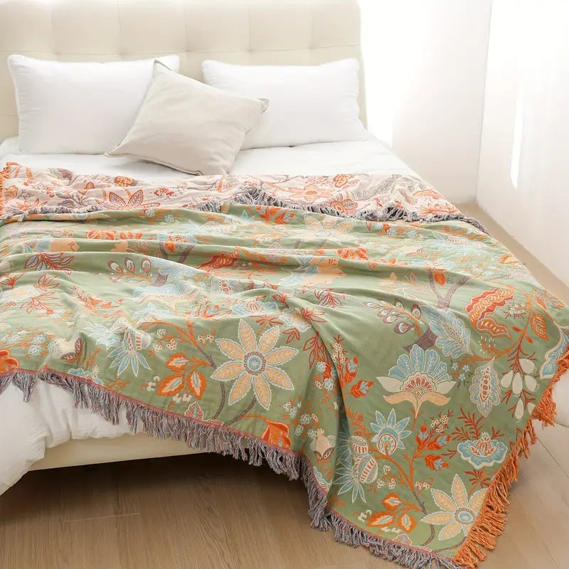 Bohol Rustic – Geblümte Boho-Decke für gemütlichen Komfort und stilvolles Wohnen
