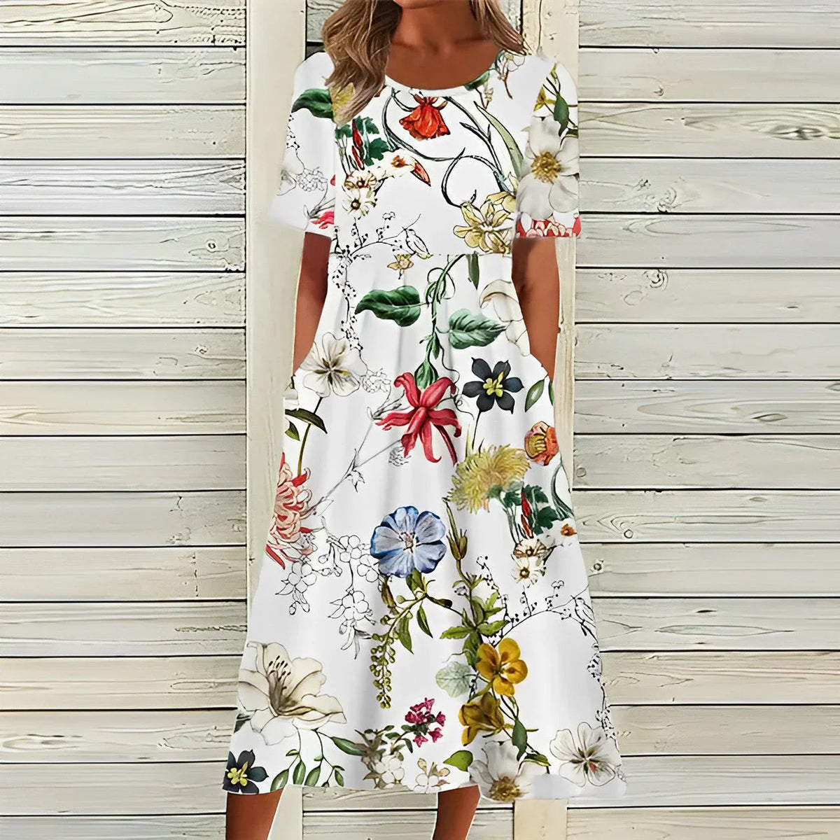 Sommerliches Etuikleid mit Blumenmuster