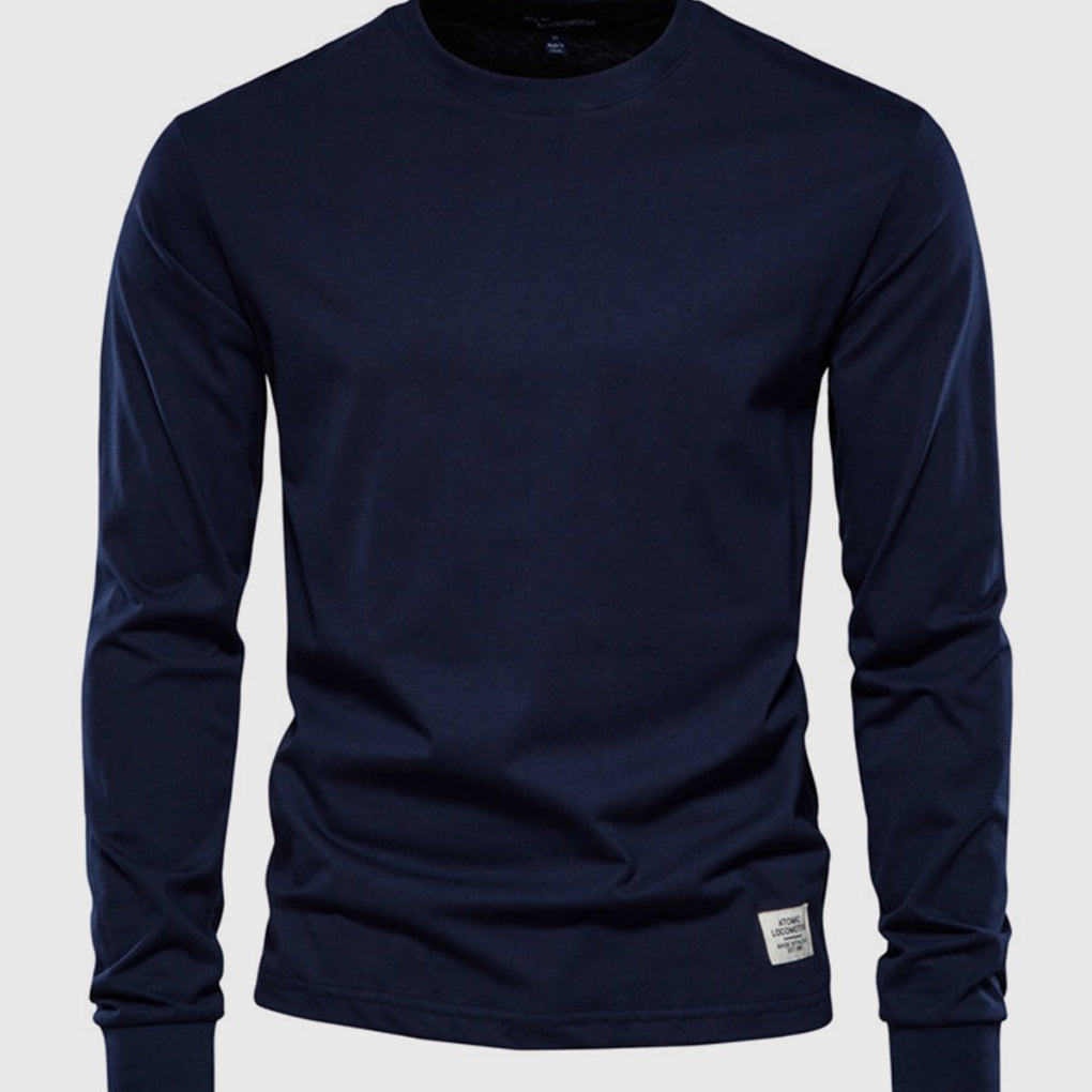 Herren Langarmshirt aus Baumwolle mit Rundhalsausschnitt