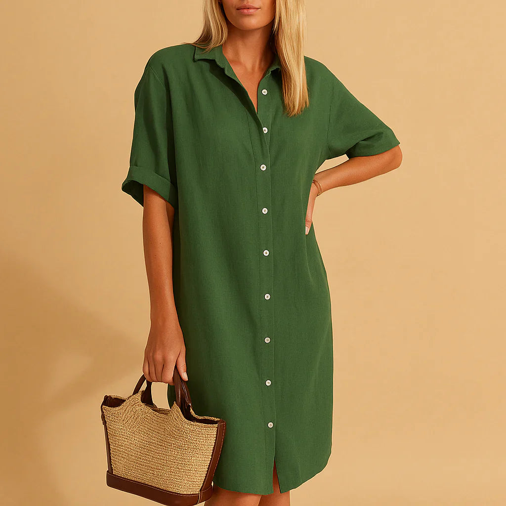 Hemdblusenkleid mit lockerer Passform und Button-Down-Muster