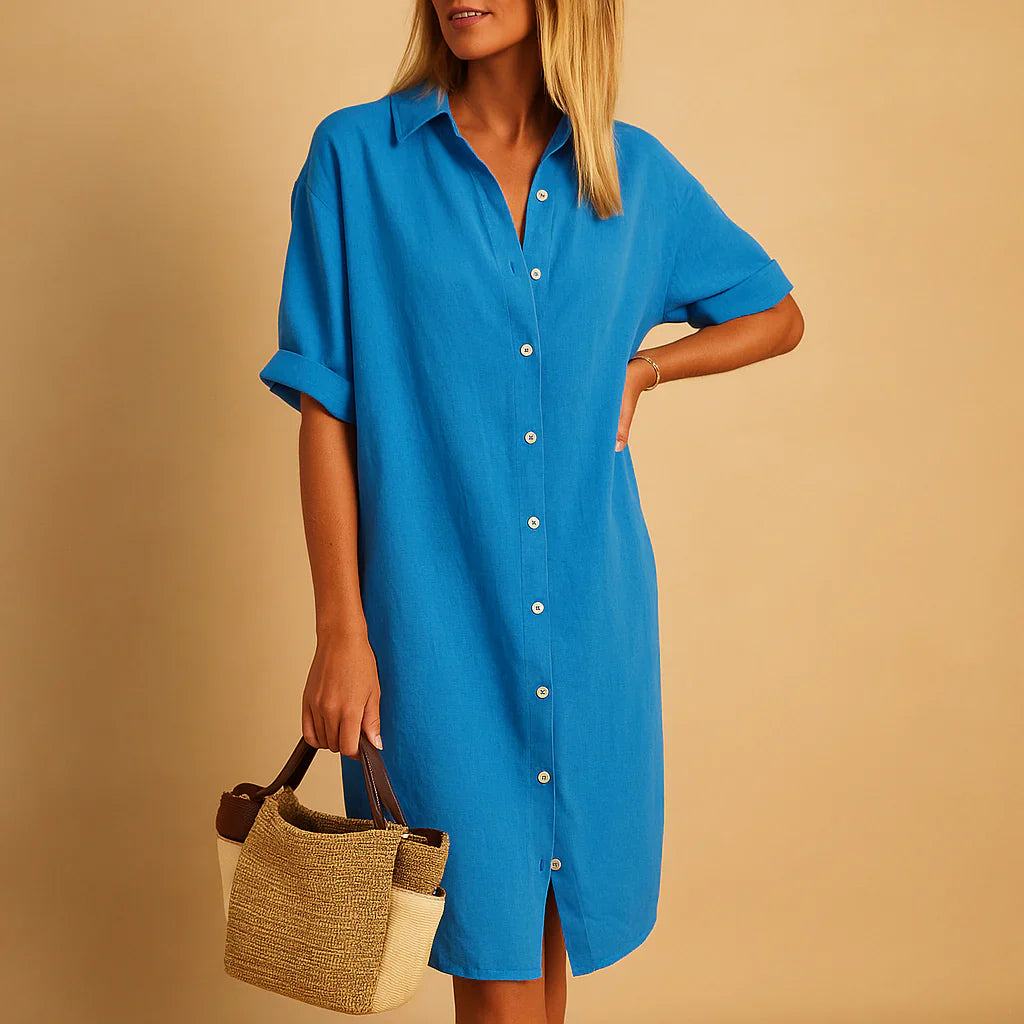Hemdblusenkleid mit lockerer Passform und Button-Down-Muster