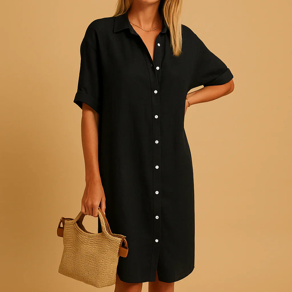 Hemdblusenkleid mit lockerer Passform und Button-Down-Muster