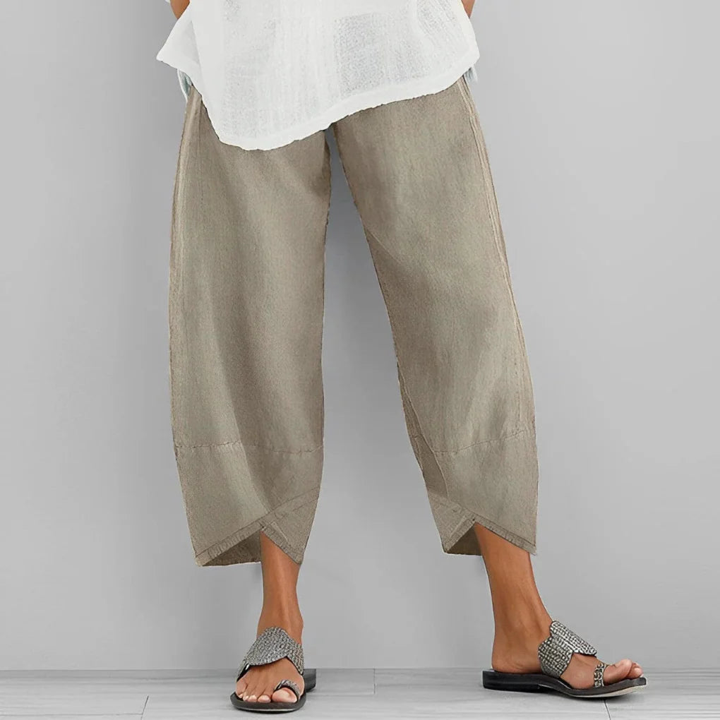 Elegante Satinhose mit weitem Bein